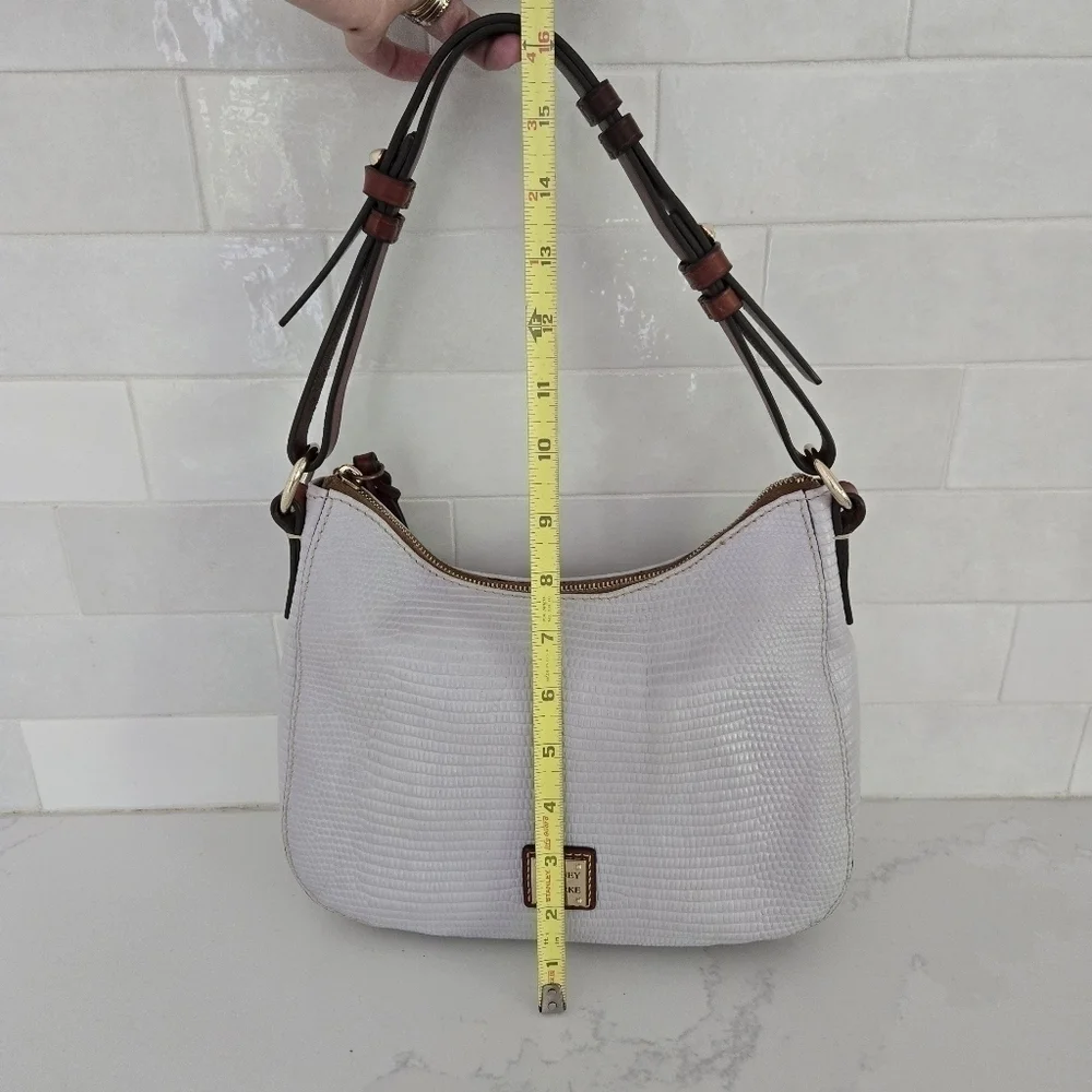 Dooney & Bourke Satchel Lizard Embossed Leather Small Kiley Hobo Handbag Lilac - Picture 10 of 11